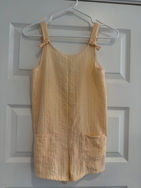 art class Yellow & White Striped Tie-Shoulder Romper